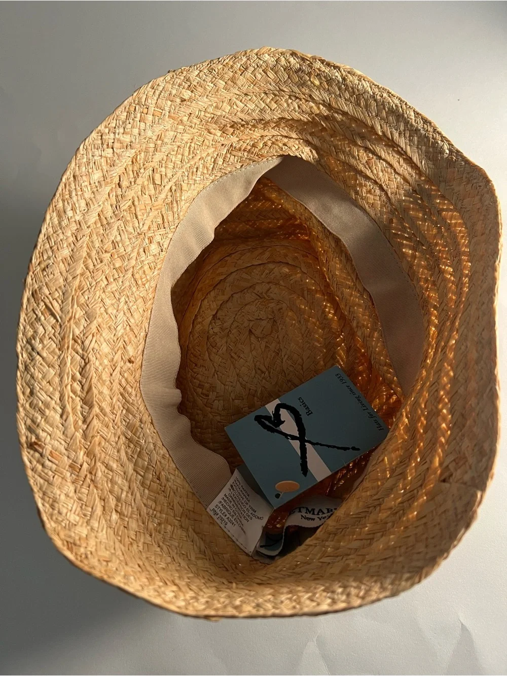 New Straw Trendy Hat - Natural with Brown Stripe
